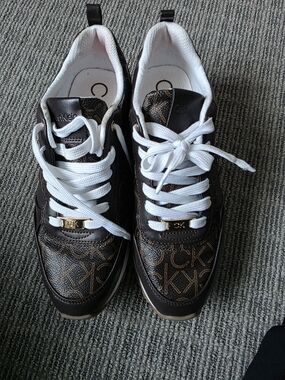 Calvin Klein Monogram Brown Logo Lace-Up Sneakers